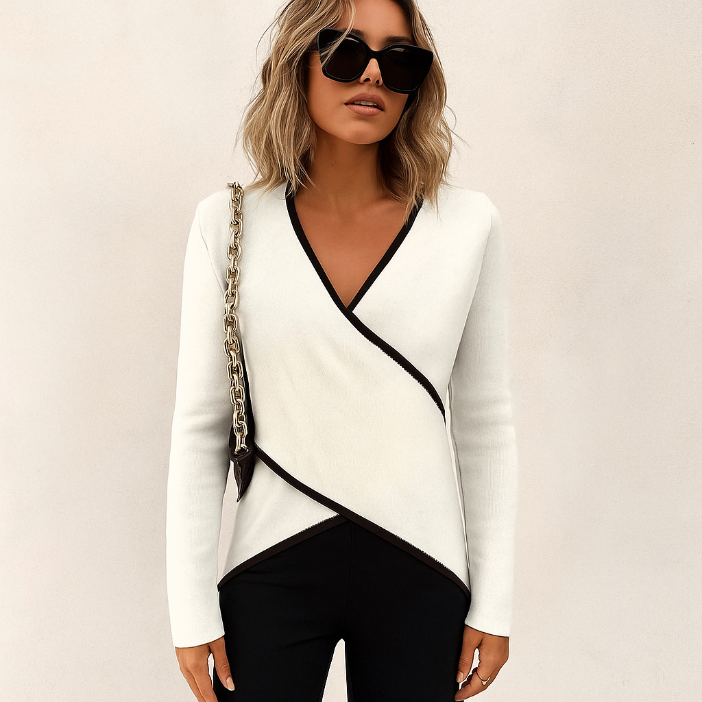 Danielle- Jersey de cuello en V y manga larga para mujer